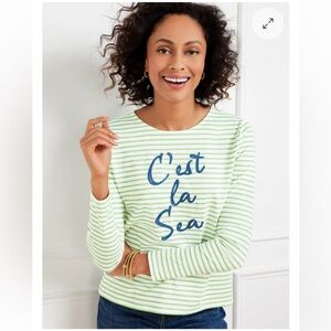 Talbots C’EST LA VIE SEA STRIPE CREWNECK TEE, Size 2X
